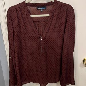Burgundy long sleeve Business Casual Blouse